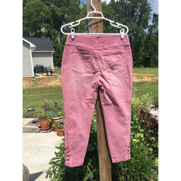Soft surroundings womens pull on capris S fairy pants dusty rose pink lace up - Picture 7 of 10